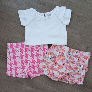 Janie and Jack Pink and Floral Kids Shorts Set